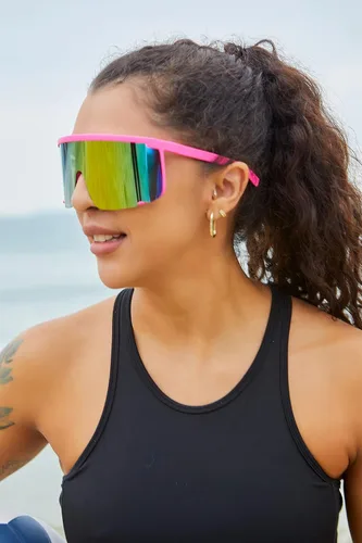 Vista 3 de Karsaer Vision Shield - Lentes de sol para hombres y mujeres, de gran tamaño, neón, 80, 90, visera, estilo deportivo, ciclismo al aire libre, esquí
