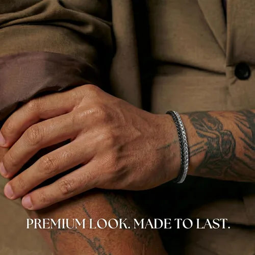 Vista 3 de Galis Pulsera Dvir para hombre, acero inoxidable para hombres, pulseras de cadena de cuerda que no se deslustra, regalo de cumpleaños elegante