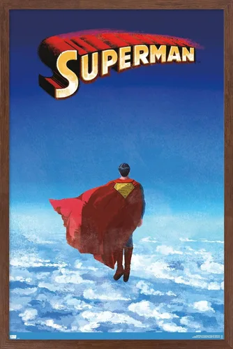 Vista 10 de DC Comics Superman - Póster de pared de nubes de horizonte, 22.4 pulgadas de largo x 14.7 pulgadas de ancho, versión enmarcada de madera de granero
