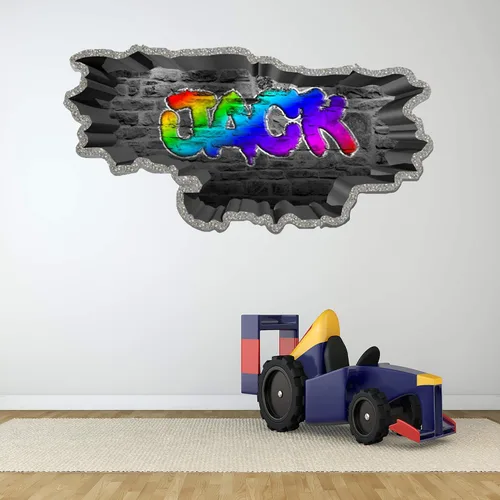 Vista 4 de Calcomanía de pared de graffiti con borde de hormigón profundo, calcomanía de vinilo personalizada (MYS107-S)