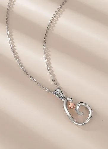 Vista 3 de CELESTIA Collares con iniciales de plata de ley 925, 26 letras con corazón de oro rosa, cadena de 18 pulgadas