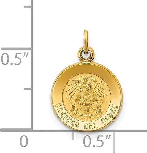 Vista 3 de Collar con dije de oro amarillo de 14 quilates Caridad Del Cobre joyería fina religiosa para mujeres regalos para ella Piedra Oro amarillo