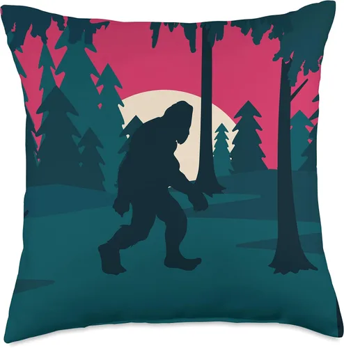 Vista 5 de Cryptozoology Bigfoot Yeti Sasquatch Gifts Conspiracy Theory Cryptid Forest Sasquatch Sunset Bigfoot Throw almohada, 16x16, Multicolor