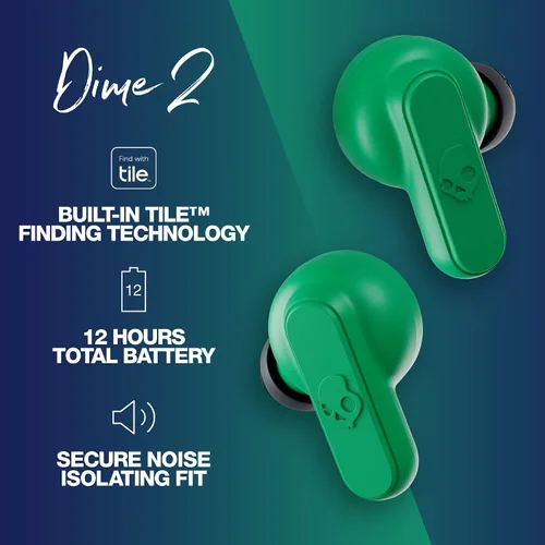 Vista 2 de Skullcandy Dime 2 - Auriculares inalámbricos intrauriculares, con batería de 12 horas y micrófono, compatible con iPhone, Android y dispositivos