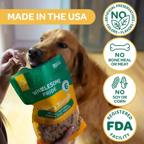 Vista 4 de Wholesome Pride Nature's Biscuits - Golosinas para perros, calabaza, 16 onzas (paquete de 8)