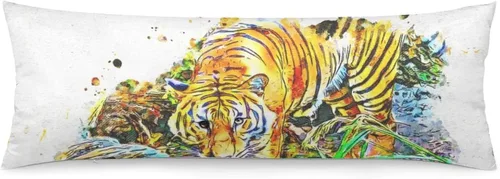 Vista 9 de Funda de almohada corporal, funda de almohada extra grande con cara de animal y gato grande, diseño de animal salvaje, funda de almohada corporal