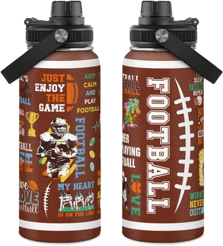 Vista 25 de Botella de agua de béisbol de 32 onzas con aislamiento de acero inoxidable para hombres, mujeres, amantes de los deportes, regalos de béisbol