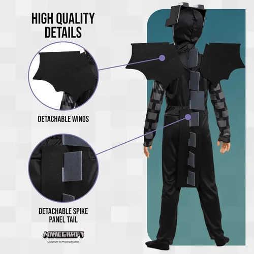 Vista 5 de Disfraz clásico de dragón Ender de Minecraft para niños, Multicolor