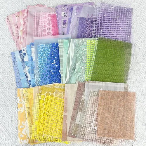 Vista 4 de PRSTINCOL 90 hojas de papel de álbum de recortes con tela de malla, paquete de 6 papeles estéticos variados para álbumes de recortes, suministros