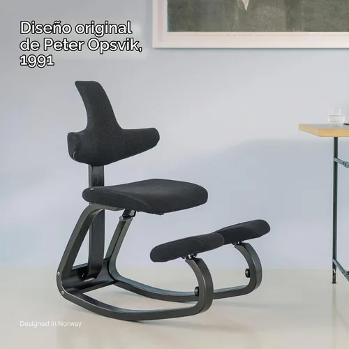 Vista 9 de Varier ThatSit Balans Silla ergonómica ajustable con respaldo, 10 años de garantía limitada, diseñada por Peter Opsvik, color natural/negro