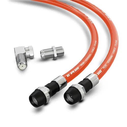Vista 7 de G-PLUG - Juego de conectores de cable coaxial RG6 de 1 pie, para antena de internet, banda ancha, TV digital, cable Sky satelital, junta tórica