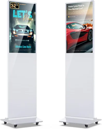 Vista 23 de MWE 32 pulgadas piso interior de pie señalización digital, sistema CMS, quiosco de exhibición de publicidad, pantalla LCD tótem comercial póster