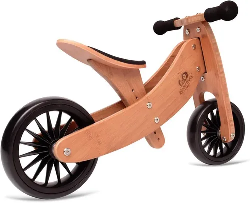 Vista 2 de Kinderfeets Tiny Tot - Bicicleta de equilibrio y triciclo de madera 2 en 1 para niños pequeños de 12 a 24 meses, asiento ajustable, neumáticos a