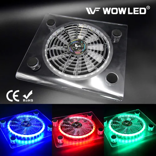 Vista 7 de WFPOWER USB RGB LED Cooler Cooling Fan Stand, Multi-Color LED Light Cooler Pad Stand Accessories Compatible with PS4, PS4 Pro, PS4 Slim, Xbox One X