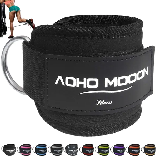 Vista 7 de AOHO MOOON Correas de tobillo ajustables y cómodas para máquinas de cable para mujeres, correa de pierna para gimnasio, tobillera para glúteos