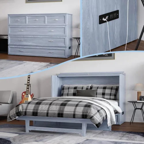 Vista 24 de AFI, Northfield Murphy Bed - Baúl de cama Twin XL con colchón de 6", cajón de almacenamiento y cargador USB integrado, ámbar quemado Amarillo ámbar