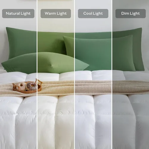 Vista 6 de JELLYMONI Juego de 2 fundas de almohada de algodón tamaño King, color verde, de 20 x 36 pulgadas, 100% algodón lavado, suave y transpirable