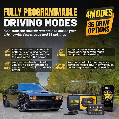 Vista 5 de PEDAL COMMANDER Controlador de acelerador compatible con Dodge Challenger 2008-2023, Plug-and-Play, 4 modos de conducción, 36 ajustes, antirrobo