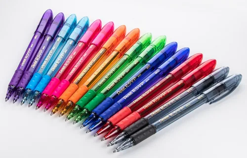 Vista 2 de Pentel Rsvp - Bolígrafos de punta media, 0.039 in, 8 colores surtidos con agarre de goma sin látex para una escritura cómoda, paquete de 16