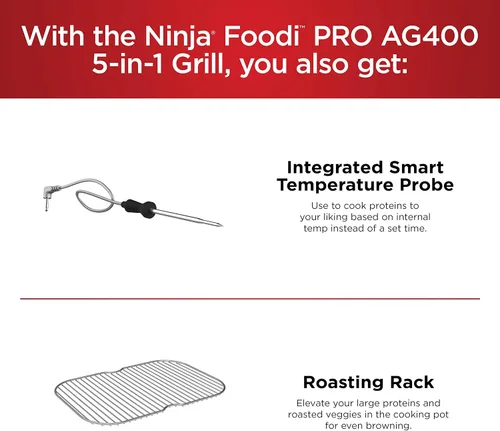 Vista 14 de Ninja Foodi Pro 5 en 1 con sonda inteligente integrada para uso en interiores, freidora de aire de 4 cuartos, para asar, hornear, deshidratar