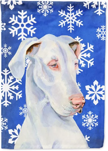 Vista 264 de Caroline's Treasures SC9374GF Bulldog English Snow flakes Holiday Garden Flag Buzón Bandera decorativa para patio exterior, patio, obras de arte
