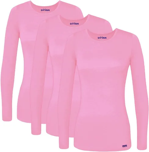 Vista 13 de Sivvan 3-Pack Women's Long-Sleeve Comfort Underscrub Tee, Scrubs Undershirts Aguamarina (Aquamarine)