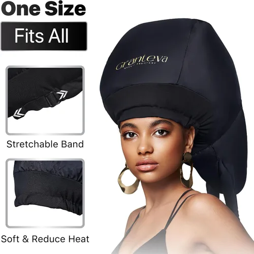 Vista 4 de Gorro de pelo de acondicionamiento profundo, accesorio de secadora con capucha para aceite caliente, máscaras y tratamientos de proteínas, tapa