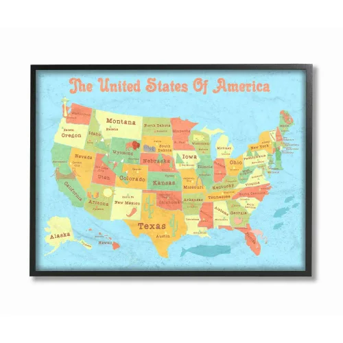 Vista 9 de Stupell Industries Placa de pared con mapa para niños, fabricado con orgullo en Estados Unidos