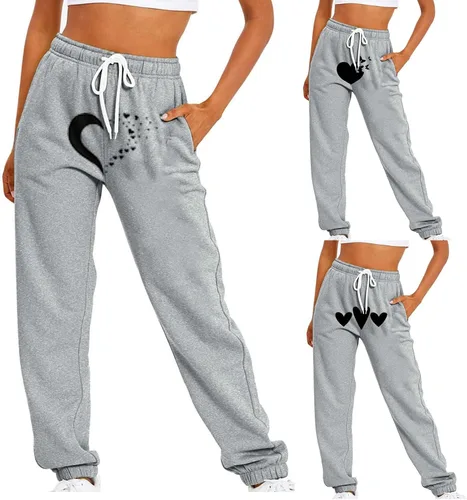 Vista 2 de Pantalones deportivos holgados para mujer, cintura alta, con cordón, para gimnasio, senderismo, entrenamiento, yoga, correr, leggings