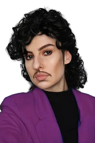 Vista 2 de ALLAURA Pelucas Purple Prince - Peluca para hombre, peluca de disfraz de los años 80 y 90, pelo corto rizado negro de anime para cosplay, peluca