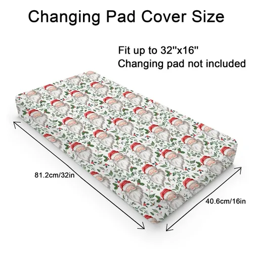 Vista 2 de Divertidas fundas para cambiador de Papá Noel, diseño de hojas de abeto de cerezo, para bebés, niños y niñas, para invierno, suaves, transpirables