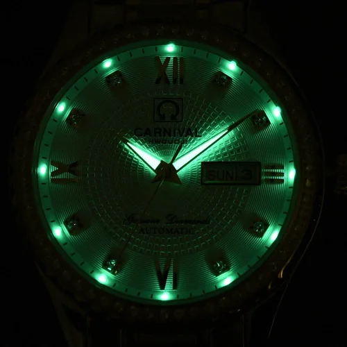 Vista 2 de CARNIVAL Mens Dial Automatic Full Gold Stainless Steel Sapphire Glass Waterproof Men Black Watch