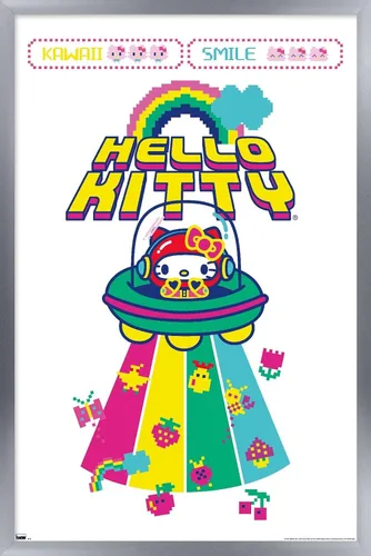 Vista 11 de Trends International Hello Kitty: 22 Kawaii Arcade - Póster de pared de alienígena, 22.4 pulgadas de largo x 14.7 W, versión enmarcada de madera