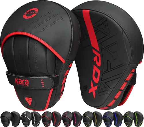 Vista 10 de RDX Almohadillas de boxeo Curvadas Focus Mits, Maya Hide Leather Kara Hook and jab Training Pads, correa ajustable ventilada, MMA Muay Thai