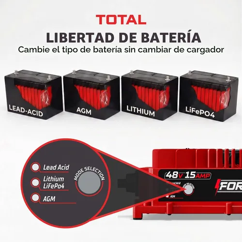 Vista 2 de FORM - Cargador de batería para carrito de golf de 48 voltios, 48 V, 15 amperios, plomo ácido, litio, cargador de batería LiFeP04
