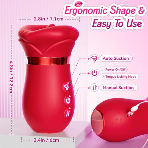 Vista 8 de Vibrador de juguete sexual para adultos para mujeres – Sovokn 5 en 1 vibrador de succión bucal rosa juguete sexual 10 lamiendo la lengua, 3 juguetes