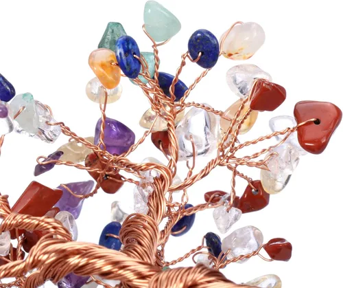 Vista 4 de Jovivi Árbol de Dinero de Cristal Curativo de Gemas de 7 Chakras Naturales sobre Base de Geoda Drusa de Racimo de Amatista, Cristales de Feng Shui