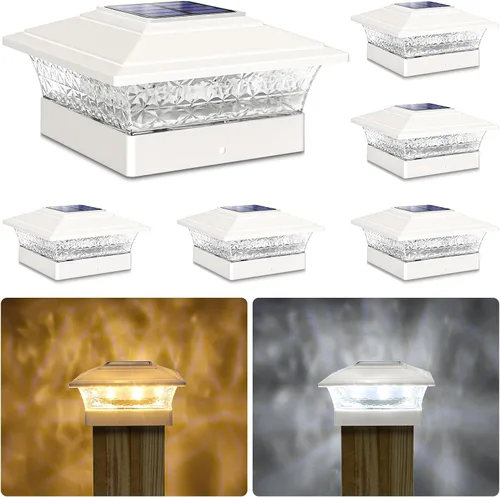 Vista 13 de Luces solares para tapas de postes para exteriores, paquete de 12, impermeables, luces para postes de cerca con 16 LED ultra brillantes que se Blanco