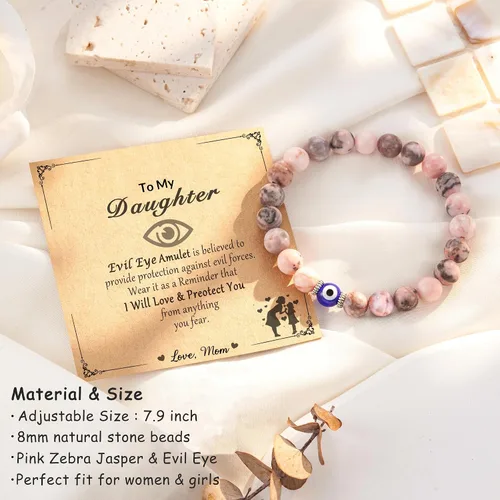 Vista 4 de Easter Gifts Sunflower Natural Stone Bracelet Gifts for TeenGirls with Quotes Card