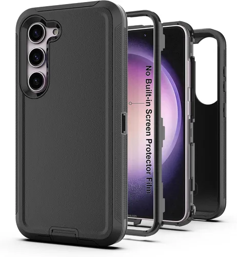 Vista 27 de Funda protectora resistente para Galaxy S23 5G, funda protectora resistente con [3 en 1] Cubierta de protección de goma resistente a prueba