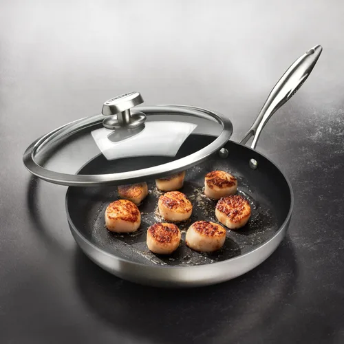 Vista 6 de Scanpan Sartén CX+ de 11 pulgadas con tapa de cristal, antiadherente Stratanium Plus, acero inoxidable de 5 capas