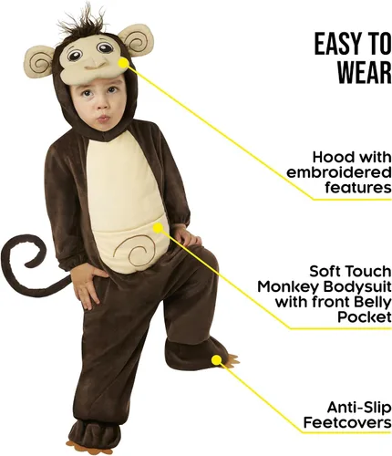 Vista 3 de Morph - Disfraz de mono para niños pequeños, disfraz de mono de Halloween, disfraz de mono para niños
