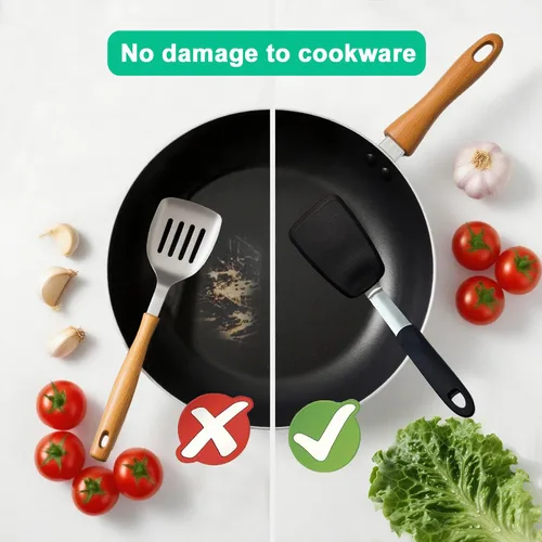 Vista 4 de Pequeña espátula de silicona Turner, herramienta de cocina resistente al