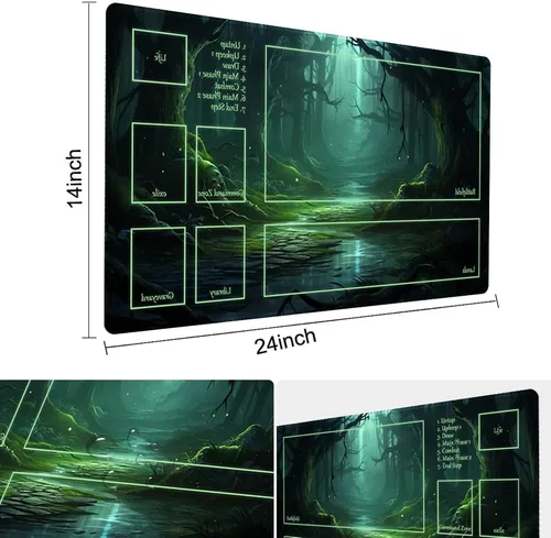 Vista 3 de Tapete de juego MTG tamaño 24x14 pulgadas, bolsas de almacenamiento gratuitas, respaldo antideslizante, impresión, ideal para entusiastas
