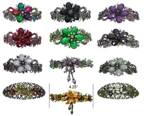 Vista 2 de Paquete de docenas de pasadores grandes jcgy con cristales brillantes, pinzas para el cabello gruesas, 1 unidad de 12 colores, 0052-D