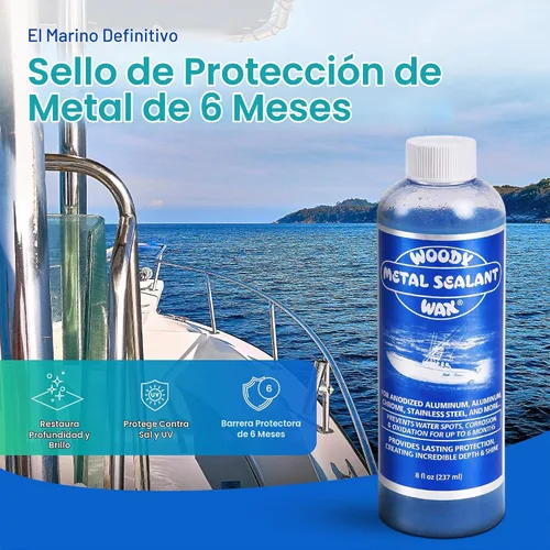 Vista 2 de Woody Wax Sellador de metal marino, 6 meses para barco y sellador de metal marino para aluminio anodizado, acero inoxidable y cromo, restaura