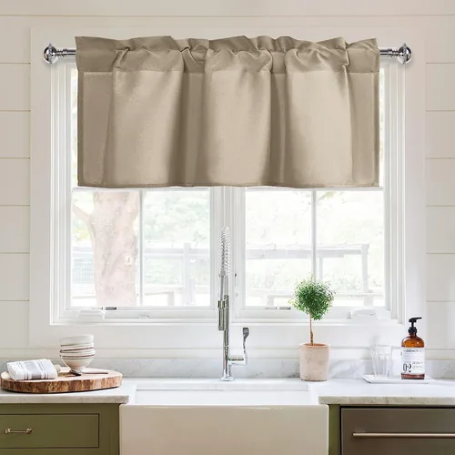 Vista 11 de XWZO Cortinas de cenefas de cocina para ventanas, sala de estar, dormitorio, baño, cubiertas superiores, estilo granja rústico, comedor, aislamiento