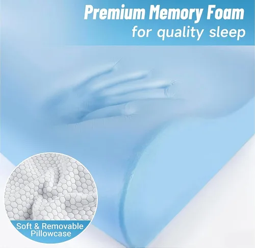 Vista 4 de Almohada ortopédica de espuma viscoelástica, almohada ergonómica de apoyo cervical para alivio del dolor de cuello y hombros, almohada suave