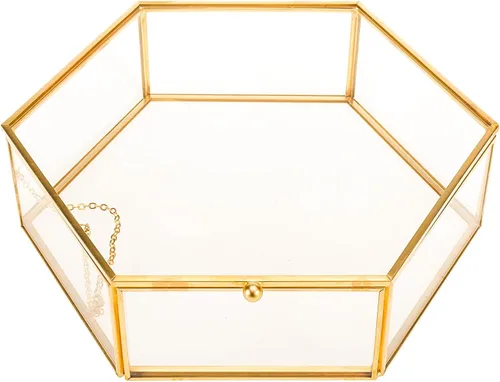 Vista 10 de Joyero de cristal de la vendimia, organizador geométrico de la joyería
