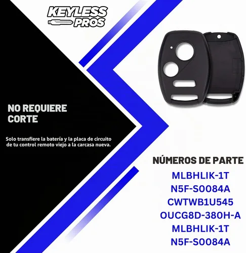 Vista 5 de 3-BTN Cover Case Remote Key Fob Shell Kit para Honda